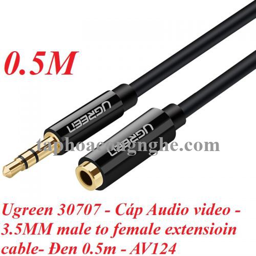 Ugreen 30707 0.5M màu Đen Cáp âm thanh 3.5mm nối dài AV124 30030707